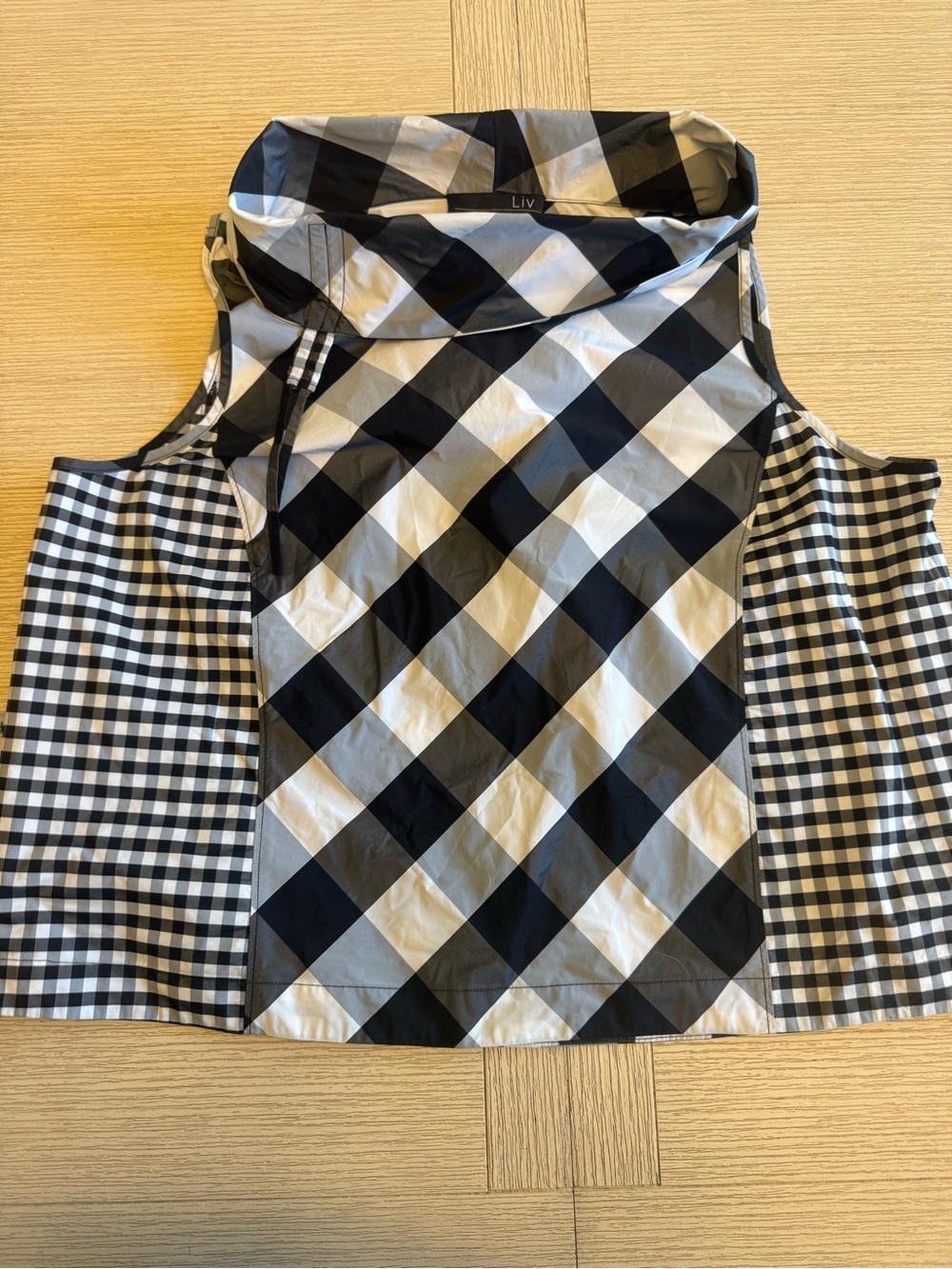 Liv Active Black & White Gingham Plaid Vest